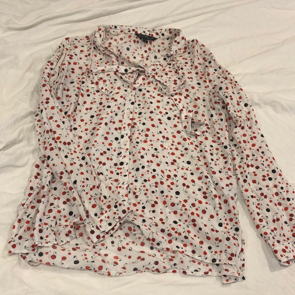 Cherry Tie Neck Blouse